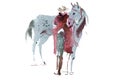 Woman and horse watercolor illustration