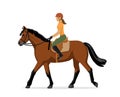 Woman Horseback Riding. Equestrian Sport. Isolated