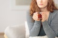 Woman with hot lemon tea Royalty Free Stock Photo