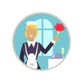 Woman Housekeeper Icon Vector Illustration