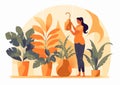 gardening woman houseplant indoor flower pot botanist hobby florist entrepreneur gardener. Generative AI.