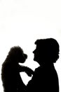 Woman Hugging Dog Silhouette Royalty Free Stock Photo