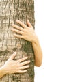 Woman hugging a tree