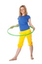 Woman with hula hoop Royalty Free Stock Photo