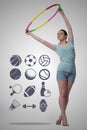 The woman with hula loop in sport concept Royalty Free Stock Photo