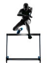 Woman hurdlers hurdling silhouette Royalty Free Stock Photo