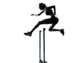 Woman hurdlers hurdling silhouette Royalty Free Stock Photo