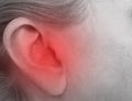 Woman hurts ear medicine sickness health concept