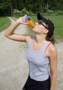 Woman hydrating with juice