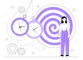 Woman with hypnosis session vector line concept Royalty Free Stock Photo