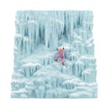 Woman Ice Climbing Frozen Waterfall Royalty Free Stock Photo