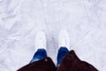 Woman ice skating. winter outdoors on ice rink. Royalty Free Stock Photo