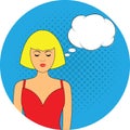 Woman icon. a beautiful woman thinking about something. girl retro style