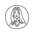 Woman icon. Hand drawn human avatar illustration in doodle sketch outline Royalty Free Stock Photo