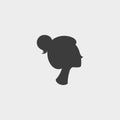 Woman icon profile in a flat design in black color. Vector illustration eps10 Royalty Free Stock Photo