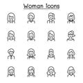 Woman icon set in thin line style Royalty Free Stock Photo