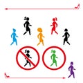 Woman icon walk and don`t walk, set . People back-white or color symbol. Vector illustration Girl walks