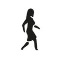 Woman icon walk. Lady black symbol. Vector illustration girl go
