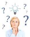 Woman idea and question Royalty Free Stock Photo