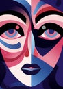 woman fashion poster face abstract portrait graphic cubism cubist healthy modern. Generative AI.