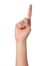 Woman index finger on a white background Royalty Free Stock Photo