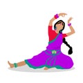 Woman in Indian National Clothes Dance Vector Royalty Free Stock Photo