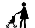 Woman and infant with buggy