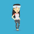 Woman with injured head vector illustration.