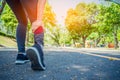 Woman injured leg while jogging in the park