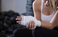 Woman with injured wrist