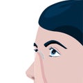 A woman inserts a contact lens into her eye. Vision correction, vector illustration Royalty Free Stock Photo