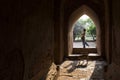 Woman inside Dhammayangyi Pagoda, Bagan, Myanmar Royalty Free Stock Photo