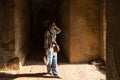 Woman inside Dhammayangyi Pagoda, Bagan, Myanmar Royalty Free Stock Photo