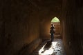 Woman inside Dhammayangyi Pagoda, Bagan, Myanmar Royalty Free Stock Photo