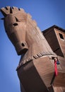 Woman Inside of Reconstructed Trojan Horse