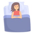 Woman insomnia icon cartoon vector. Bed sleep