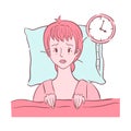 Woman with insomnia lying in a bed