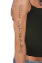 Woman with Inspirational phrase on arm