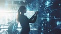 Woman Interacting with Futuristic Technology Interface