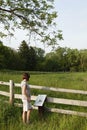 Woman at interpretive center Royalty Free Stock Photo