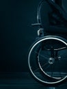 Woman invalid girl sitting on wheelchair