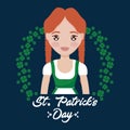 Woman irish with clovers of st patrick day