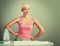 Woman ironing clothes Royalty Free Stock Photo