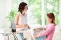 Woman ironing clothes. Home chores