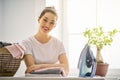 Woman is ironing at home Royalty Free Stock Photo