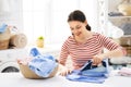 Woman is ironing at home Royalty Free Stock Photo