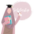 Woman islam education wearing scarf graduation scholarship