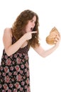 Woman isolated in white with a marine conch