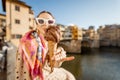 Woman with italian ice cream in Florence, Italy Royalty Free Stock Photo