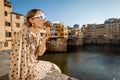 Woman with italian ice cream in Florence, Italy Royalty Free Stock Photo